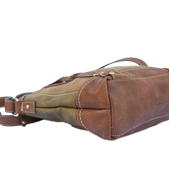 BOC BORN CONCEPT Purse Brown Green Faux Leather Crossbody Shoulder Bag - Picture 4 of 7